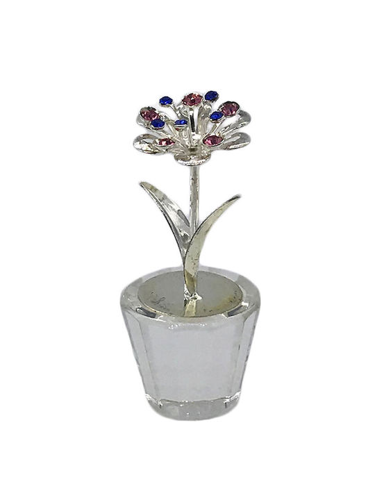 Flower Silver-Plated Miniature Crystal Base Silver Star 3x5.5cm Karvounis Bros