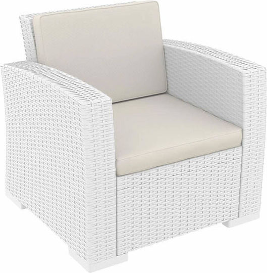 Monaco White Back Cushion 53-0171 58x39x7cm Siesta Fabric