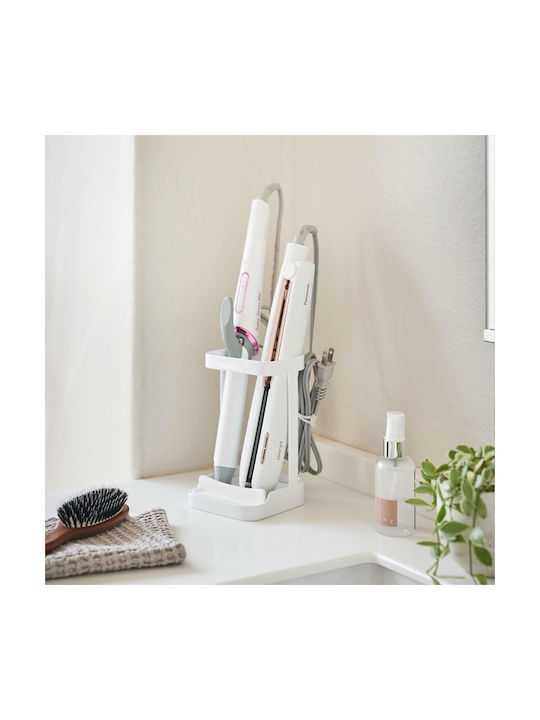 Yamazaki Organizer Hair Tools Metallic White Tower 10.5x10.5x16.5