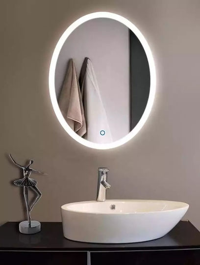 Mysmartmirror 60x80 Beleuchteter Ovaler Badezimmerspiegel Ein/Aus Dimmer