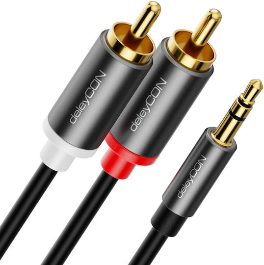 Deleycon Audio Converter Cable Mobile Phone Smartphone To Hifi Receiver 3.5mm Aux Jack To Rca Cinch 2m