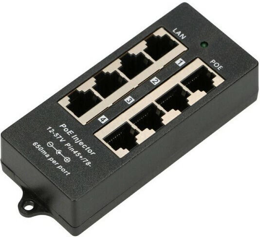 4-Ports 10/100 PoE-Adapter Cat5e Schwarz