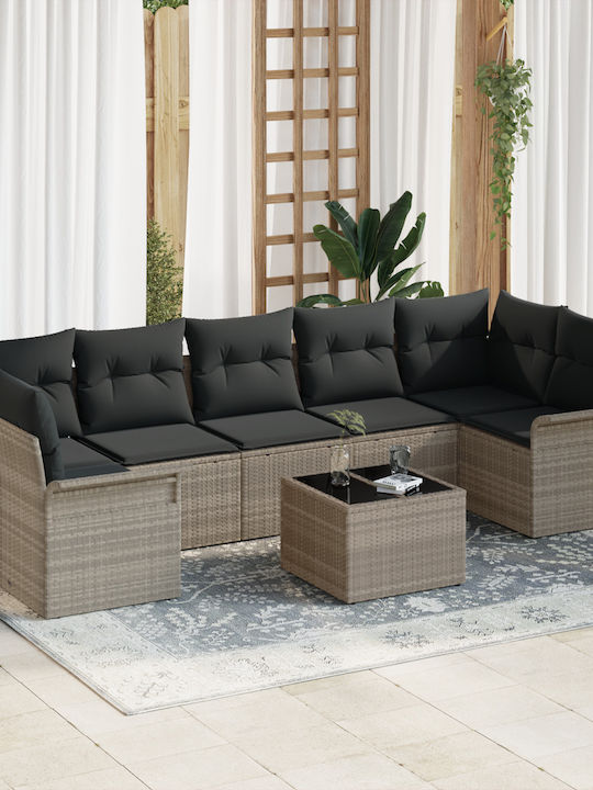 Zweisitziges Sofa Außenbereich Rattan mit Kissen 55x55x37cm