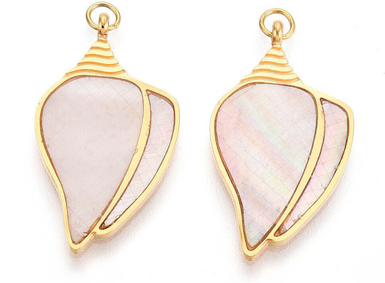 Steel Gold Hanging Seashell Filigree 28mm 1 Piece
