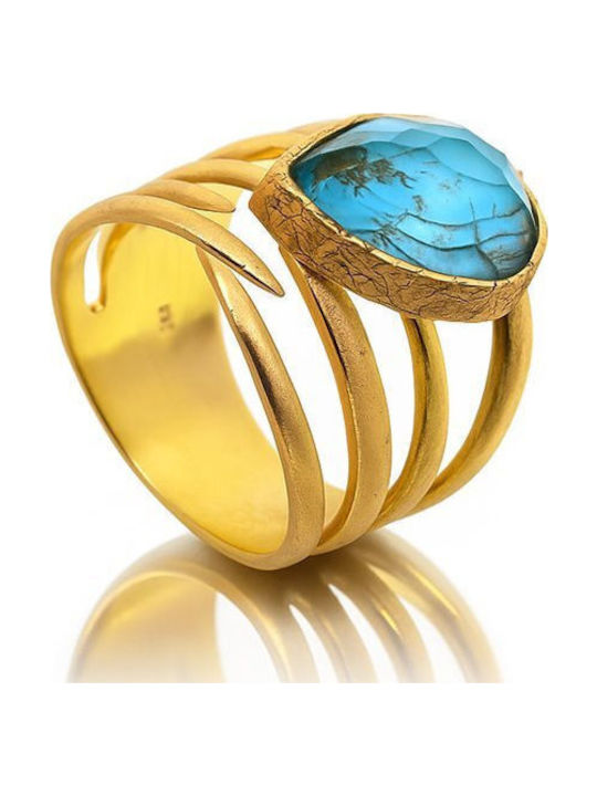 Paraxenies Ring with Stones made of Silver Gold Plated
