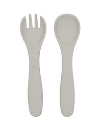 Kikka Boo Baby Set with Fork with Temperature Indicator made of Silicone for 6+ months Beige 2pcs