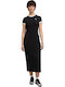 Rochie Sport Midi Mâneca Scurtă Neagră