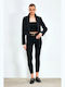 Women's Fabric Trousers Slim Fit Black