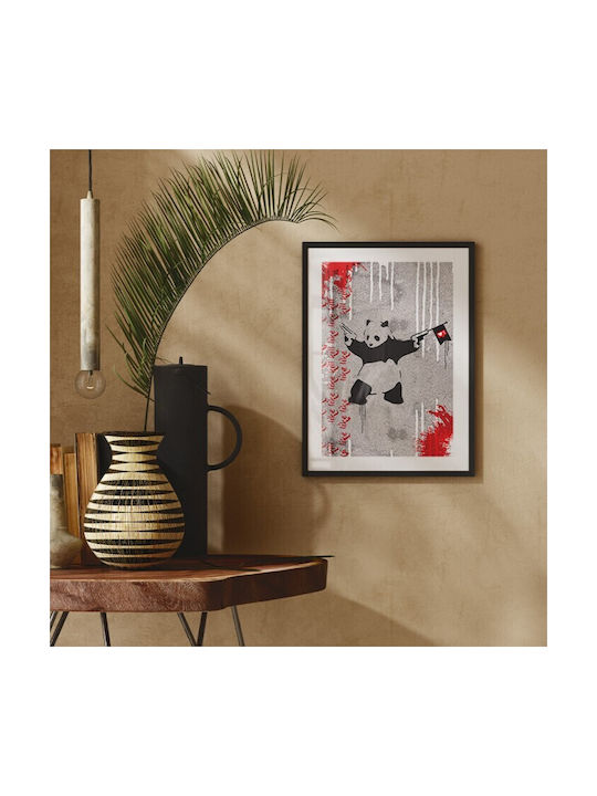 Poster Panda Guns Poster Wooden Frame Saint 50x70cm