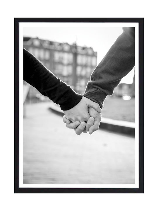 Αφίσες Poster Ερωτευμένο Ζευγάρι Κρατιούνται Χέρι Πόστερ Μαύρη Κορνίζα Ξύλου Πεύκου 40x50cm