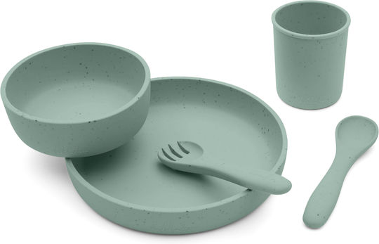 Kikka Boo Feeding Set Platinum made of Silicone Green 5pcs for 6+ months