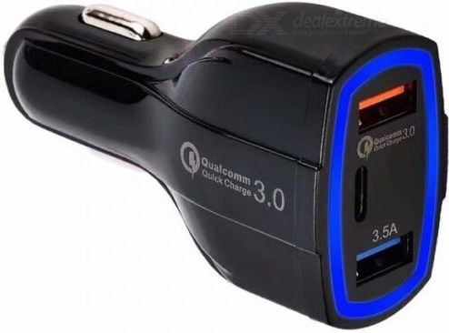 Car Charger 35W 7A Fast Charging with Ports 2xUSB-A 1xType-C