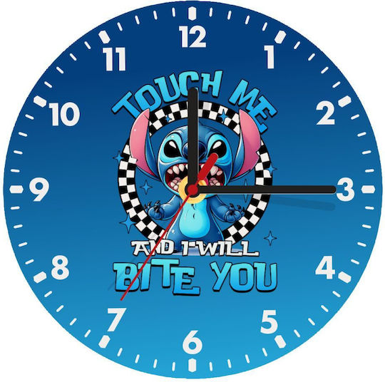 Koupakoupa Stitch Touch Me And I Will Bite You Wall Clock Wooden Ø20cm