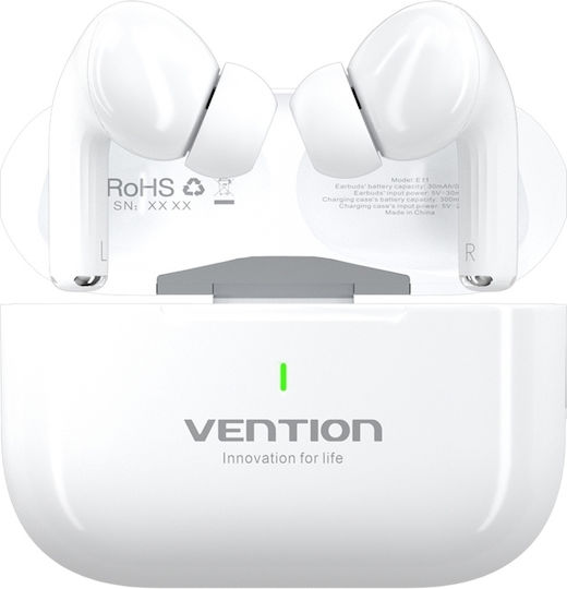 Vention Echo Lite E11 In-ear Bluetooth Handsfree Ακουστικά με Αντοχή στον Ιδρώτα και Θήκη Φόρτισης Λευκά