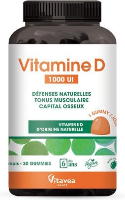 Vitavea Vitamin D für Stärkung des Immunsystems & die Knochengesundheit 1000iu Mango 30 Geleebohnen