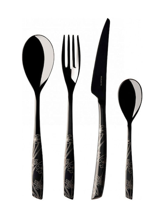 Casa Bugatti Riviera Set de Tacâmuri Inoxidabil Negre 24buc