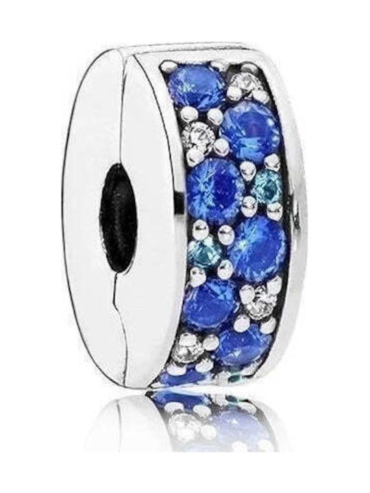 Silver Lucky Charm Blue Crystals