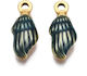 Steel Gold Hanging Seashell Dark Blue Enamel 18.5mm 2pcs