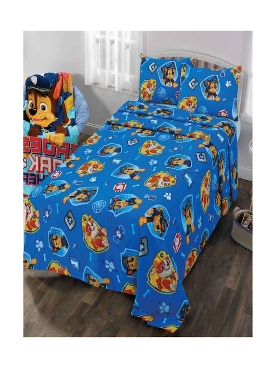 Σετ Σεντόνια Μονά Βαμβακερά Μπλε 160x260cm 3τμχ