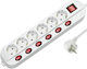 Technik Power Strip 6 Positions with Switch and Cable 1.5m