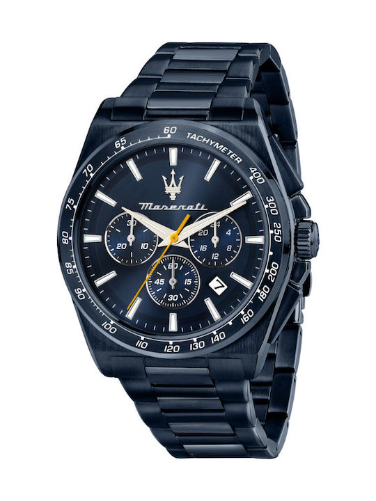 Maserati Edition Ανδρικό Ρολόι 43mm Χρονογράφος Μπαταρίας με Μπλε Μεταλλικό Μπρασελέ