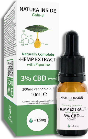 Natura Inside Έλαιο Κάνναβης σε Σταγόνες με 3% CBD & με 0.5% CBG με Γεύση Natural 10ml