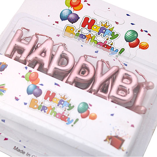 Birthday Candles "Happy Birthday" Pink-Gold Pink Colour Option