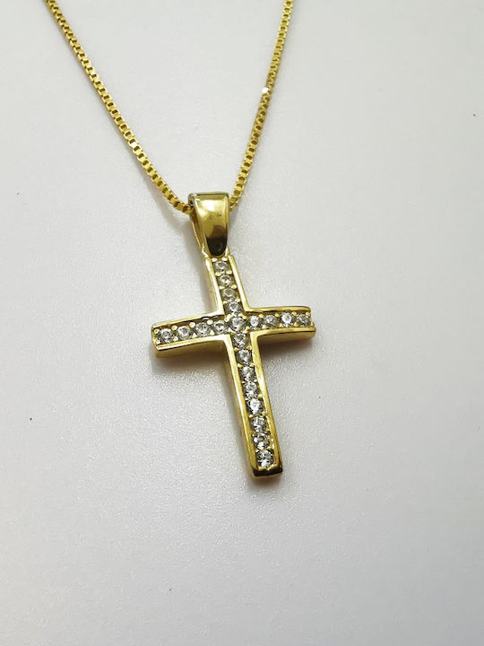 Aris Dentopoulos Jewellery Women's Cross from Gold Plated Silver with Chain