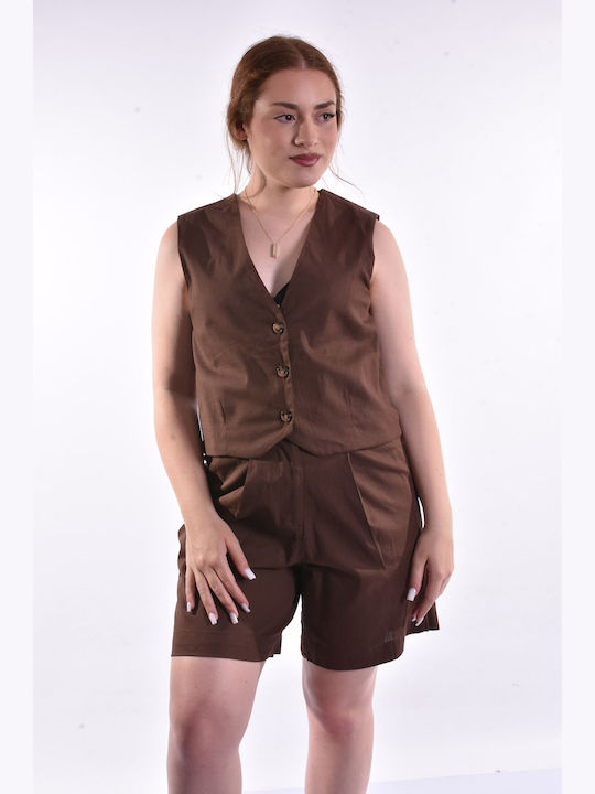 Raiden Women's Set with Bermuda Shorts Brown