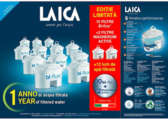 Pachet 10 Cartușe Filtru Laica Bi-flux + 2 Magneziu Activ