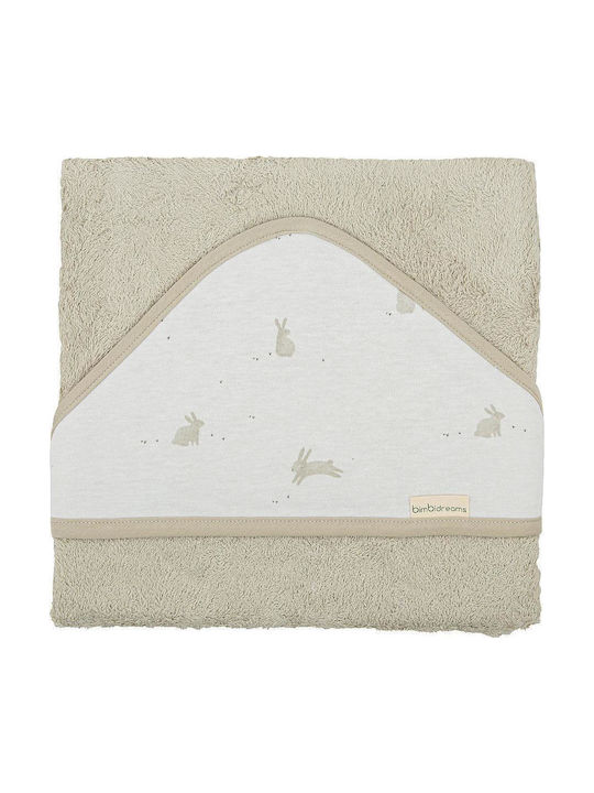 Bimbidreams Baby Hooded Towel Bunny Lime 100x100cm