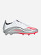 F50 Messi Elite Firm Ground Boots FG Kids Soccer Cleats and Shoes with Molded Outsole Cloud White / Lucid Red / Silver Metallic