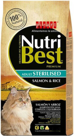 Nutribest Dry Food for Adult Sterilized Cats with Salmon / Rice / Chicken 8kg