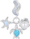 Silber Charm 925 Seestern Schildkröte Perle