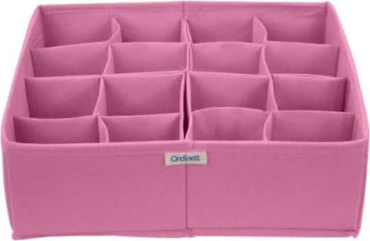 Ordinett Fabric Storage Case for Socks / Underwear / Belts / Ties in Pink Color 30.5x30.5x10cm 1pcs