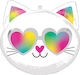 Balloon Cat Glasses Hearts 17"