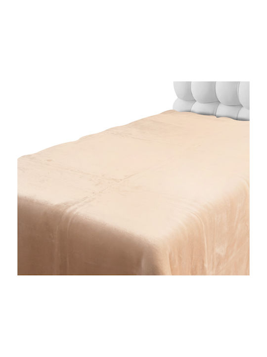 Silk Fashion Κουβέρτα Βελουτέ Μονή 160x220εκ. Μπεζ