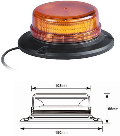 Agroequip Φάρος Αυτοκινήτου LED 15cm με Πορτοκαλί Φωτισμό