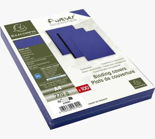 Umschlag Rückseite Buchbinderei A4 100φ Typ Leder 270g Dunkelblau Exacompta