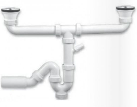 Double Stainless Steel Sink Siphon 1½" O40/50 Valve Double Stainless Steel Sink Siphon 1½" O40/50 Valve