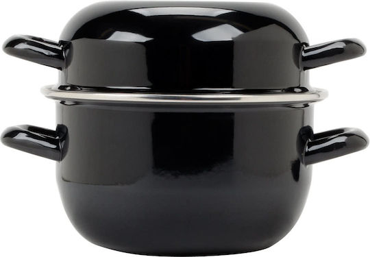 Mussel Pot Lid Black 18cm X 11cm H 2.5lt Carbon Steel Ilsa