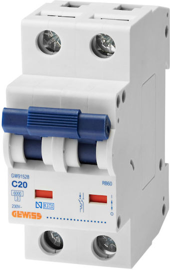 Gewiss Gw91527 Ασφάλεια Αυτόματη Wl 1x16a 6ka + Καμπυλη