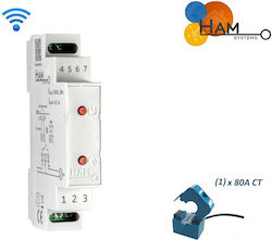 Монофазен Смарт Енергиен Метър За DIN Релса 80A Изход Реле 5A Dinswitchm + 80A Ct