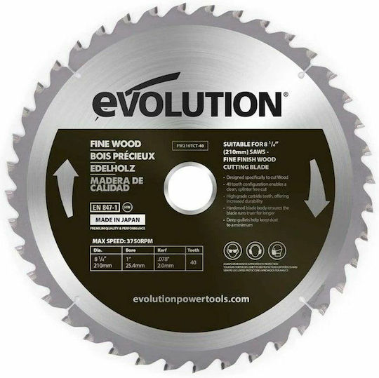 Δίσκος 210mm Ξύλου Καθαρής Κοπής Fw210tct-40 Evolution #fw210tct-40