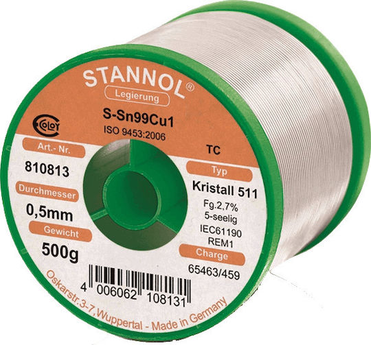 Stannol Kristall 511-810813 Solder Wire 500g-0 5mm