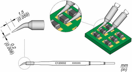 Jbc C120-002 Conical Bent Cartridge Ø 0.2 Pa120 Micro Tweezers