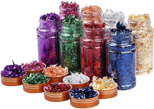 Plastic Jar Foil Flakes Nail Design Purple