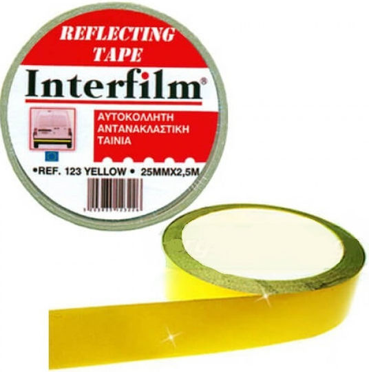 Reflective Adhesive Yellow Tape 25mmx2.5m Interfilm 17142 17142