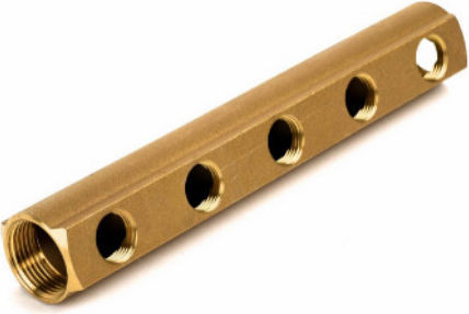 Manifold Collector Pipe for Water Supply Brass Five 5 Outlet Ports 1" & 1/2" Female Exits Cherbros