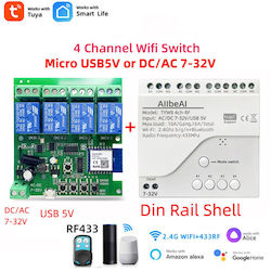 Remote Control Switch 4ch Wi-Fi Controller 12v to 32v Garage Doors Motors Lights 0211